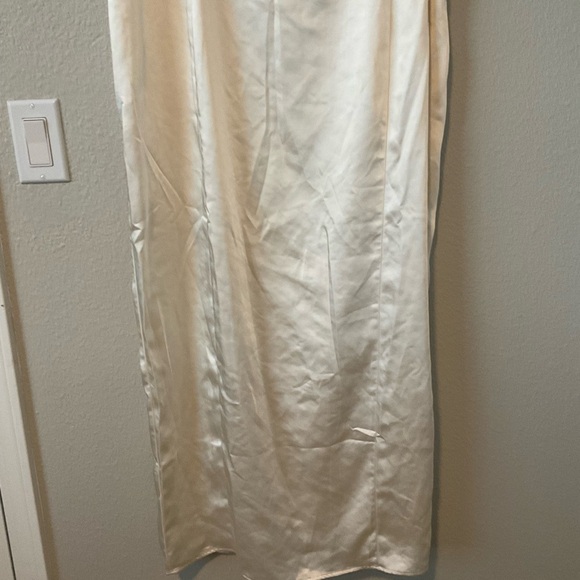 Meshki Chrisley Ivory Cream Satin Maxi Slip Dress XXXL Split Hem - Picture 6 of 16